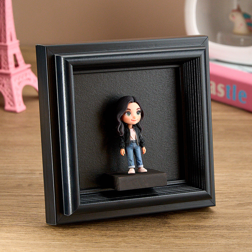 Memorial Photo to 3D Figurine in Wooden Frame Unique Custom Gift Decor Christmas Present