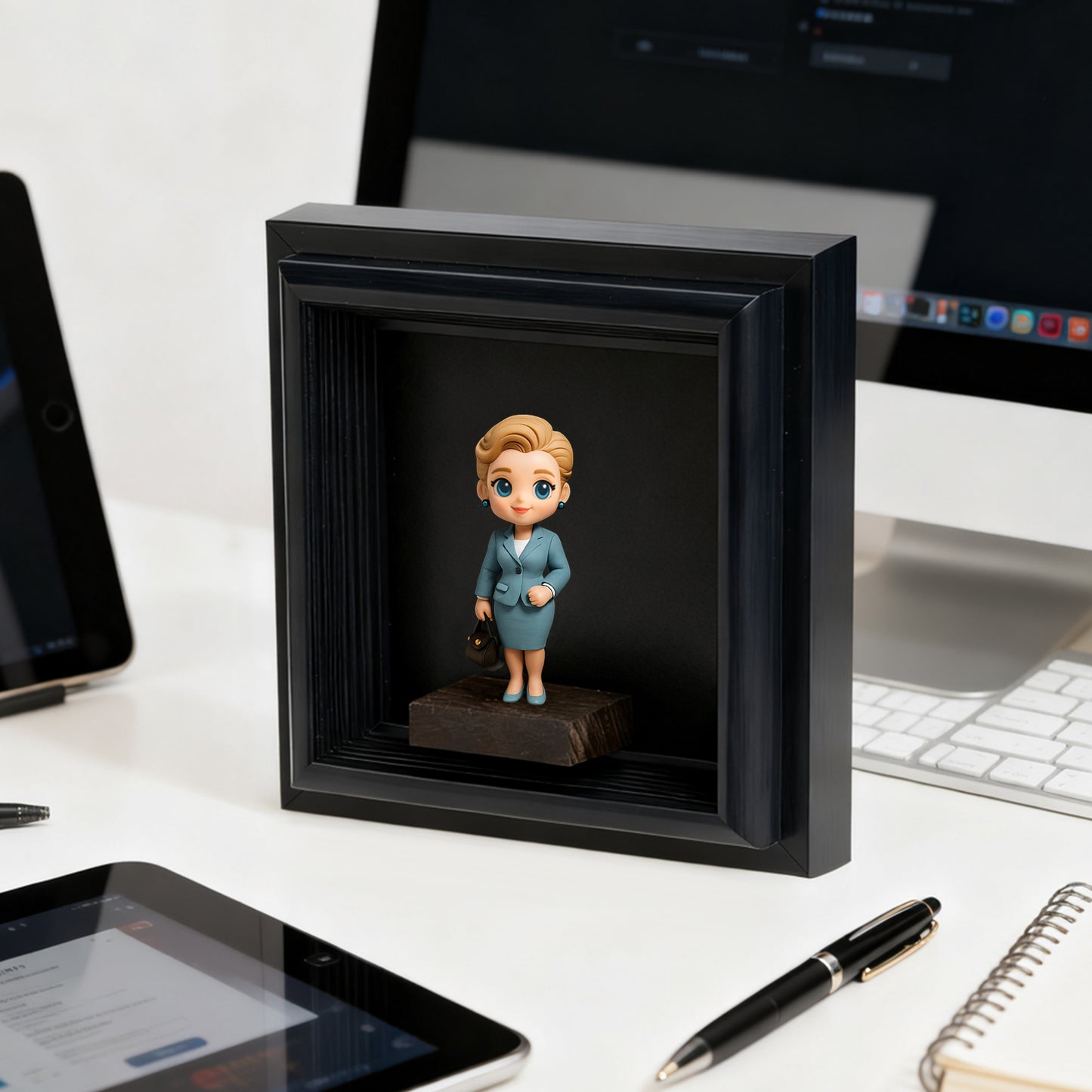Memorial Photo to 3D Figurine in Wooden Frame Unique Custom Gift Decor Christmas Present