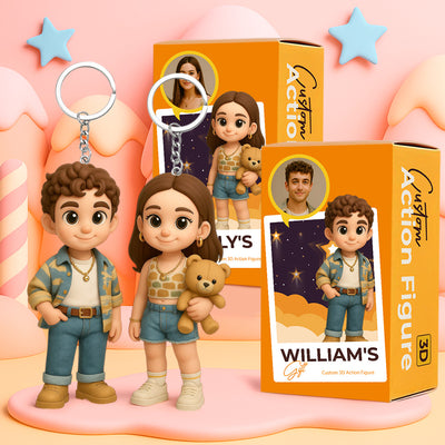Custom Cute 3D Avatar Keychain Personalized Action Figure Unique Anniversary Birthday Gift