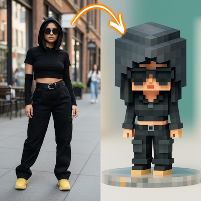 Custom Cool Girl 3D Action Figure - Turn Your Photo into a Trendy Mini Statue