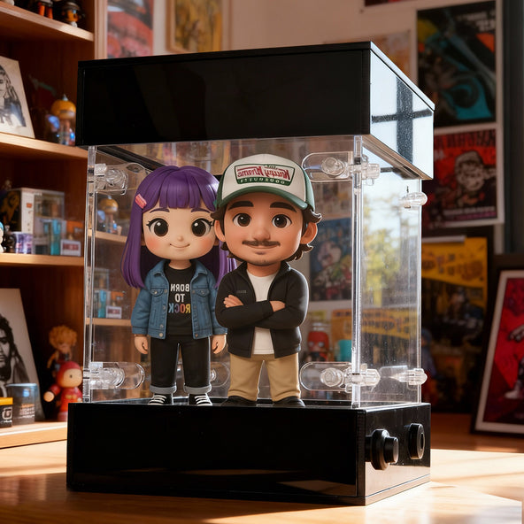 Custom 3D Figures Acrylic LED Light Box Display High Quality Collectible Showcase for Mini Character Figurines and Model Display