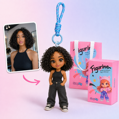 Custom 3D Figure Keychain - Personalized Bag Charm from Photo