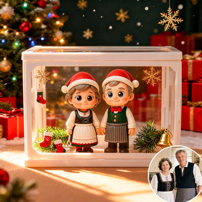 Custom 3D Couple Figure Glass Dollhouse Personalized Scene Display Case Unique Home Decor Anniversary Gift for Christmas