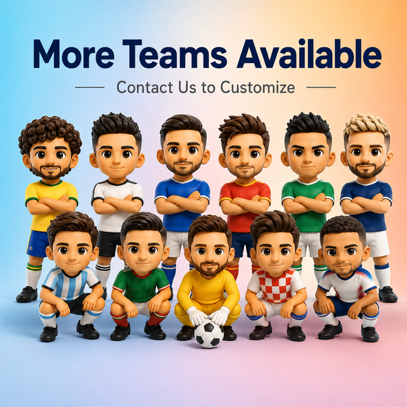 Figurines für eigene WM-Mannschaften – personalisiertes Chibi-Fußballteam mit 11 Spielern