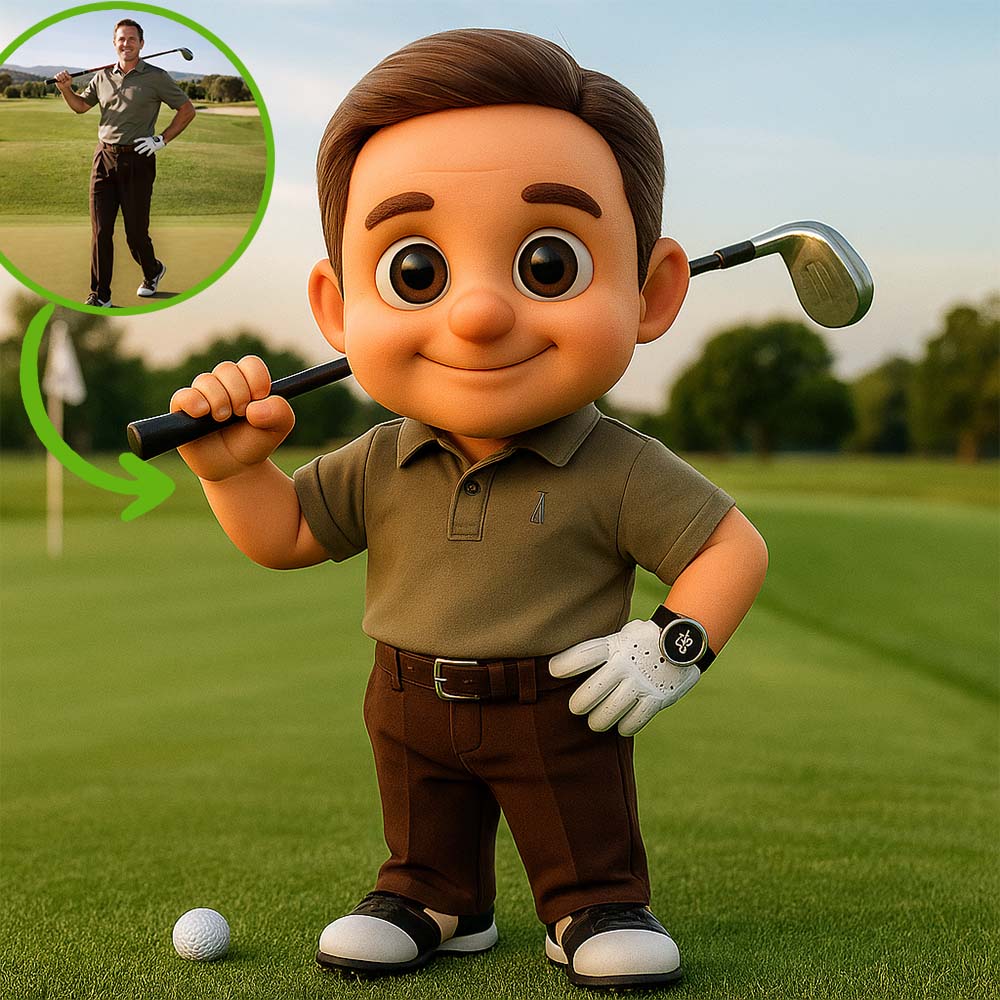 Custom 3D Figurine Photo to Sculpture Gift for Golf Lover Personalized Sports Present