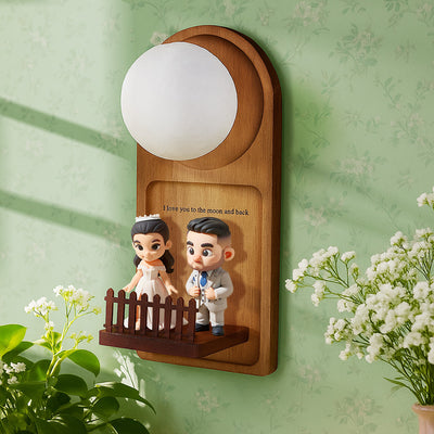 Personalized 3D Mini Doll Cartoon Wall Lamp Custom Figurine Night Light with Text, Perfect Gift for Couple or Family Holiday Home Decoration