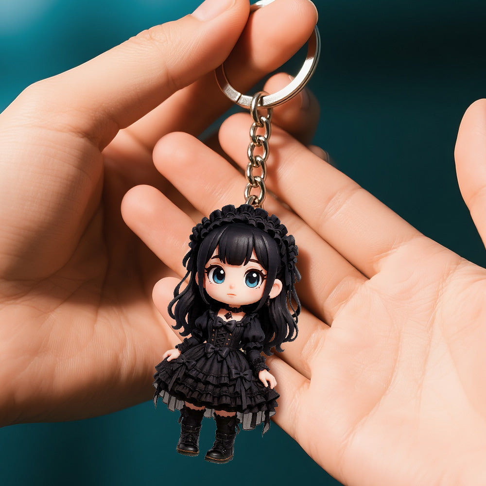 Custom Lolita Style Keychain From Your Photo Personalized Cute Accessory Unique Gift For Friends Lovers Birthday Present