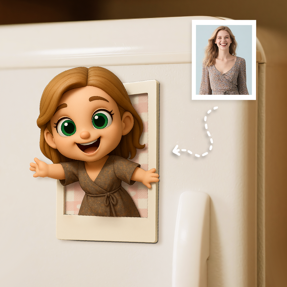 Custom 3D Fridge Magnet from Your Photo Personalized Cartoon Mini Figure Magnetic Gift for Him or Her