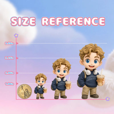 Personalized couple mini figure keychain showing two people side by side, a unique custom bag charm gift made from photos