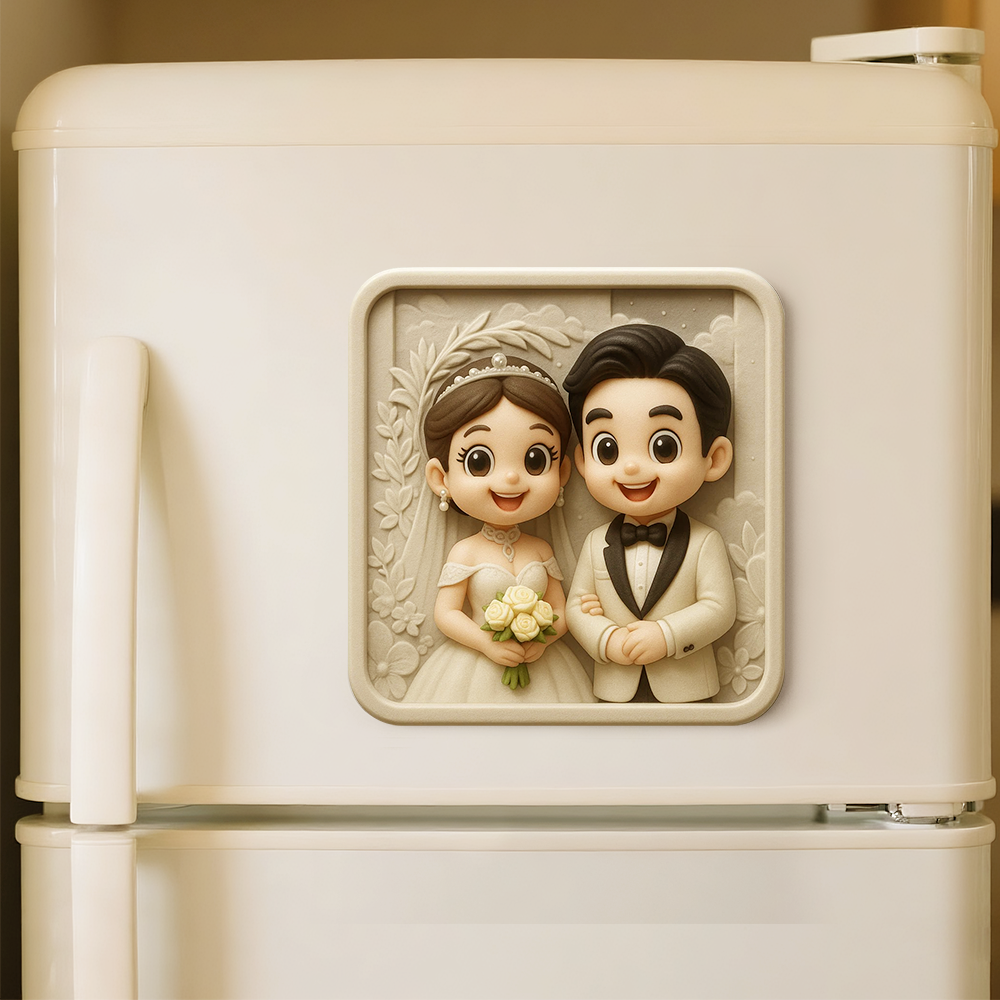 Romantic Custom 3D Fridge Magnet Couple Gift from Photo Personalized Magnetic Decoration for Anniversary