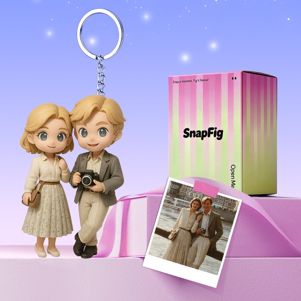 Custom 3D Keychain Figure from Your Photo Personalized Mini Doll Christmas Gift for Couples Family Friends
