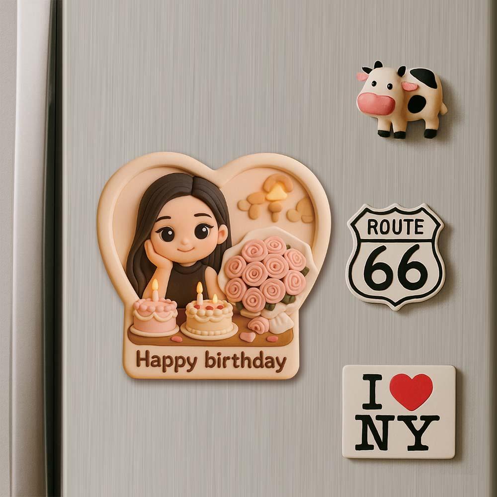 Romantic Custom 3D Fridge Magnet Couple Gift from Photo Personalized Magnetic Decoration for Anniversary