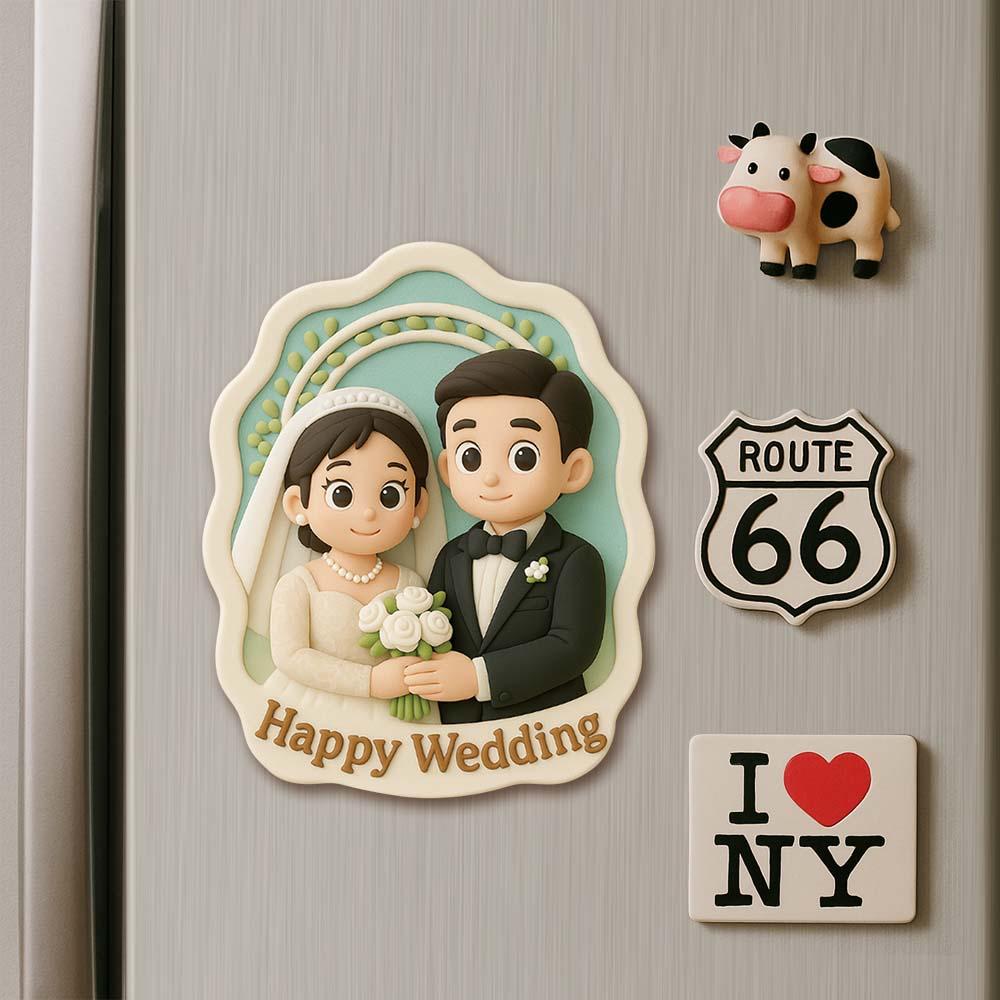 Romantic Custom 3D Fridge Magnet Couple Gift from Photo Personalized Magnetic Decoration for Anniversary
