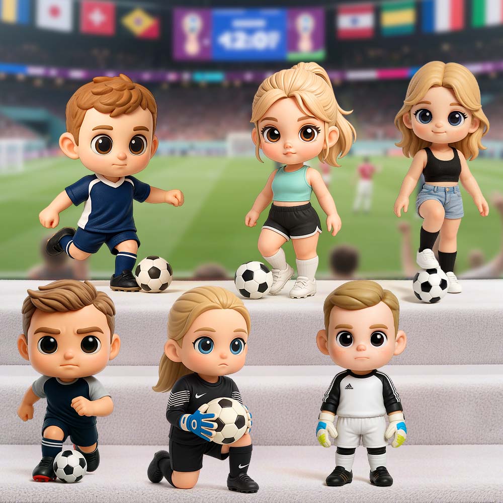Custom 3D Cartoon Chibi Figure Football Team Character Model Fan Support Gift Collectible Decoration