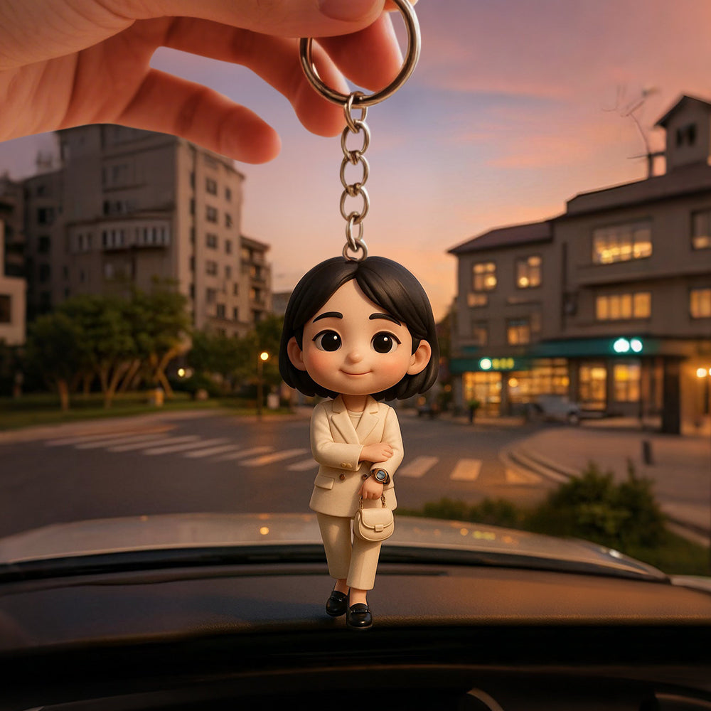Custom 3D Keychain Figure from Your Photo Personalized Mini Doll in Business Suit Unique Gift Idea