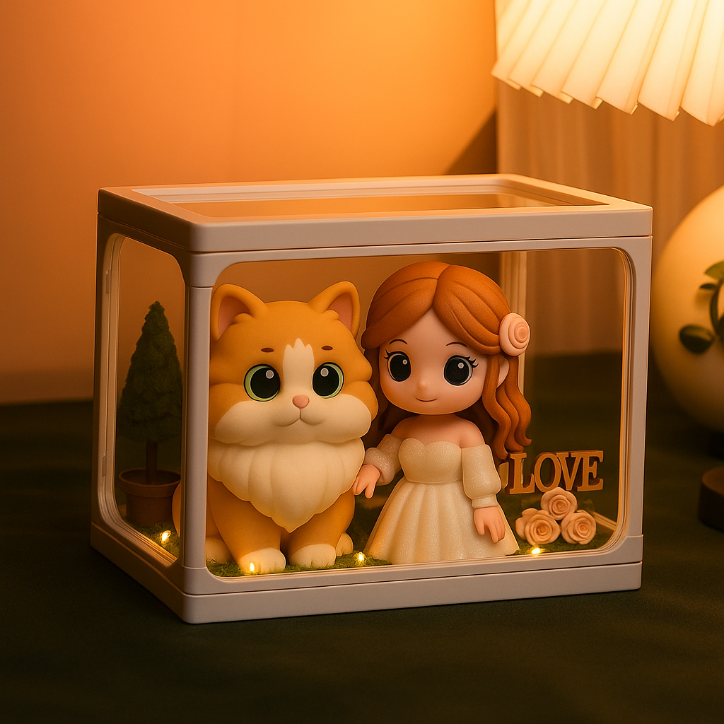 Personalized Chibi 3D Figure Display Case High Clarity Glass Storage Box Mini Figure Doll for Collectibles & Anniversary Gifts