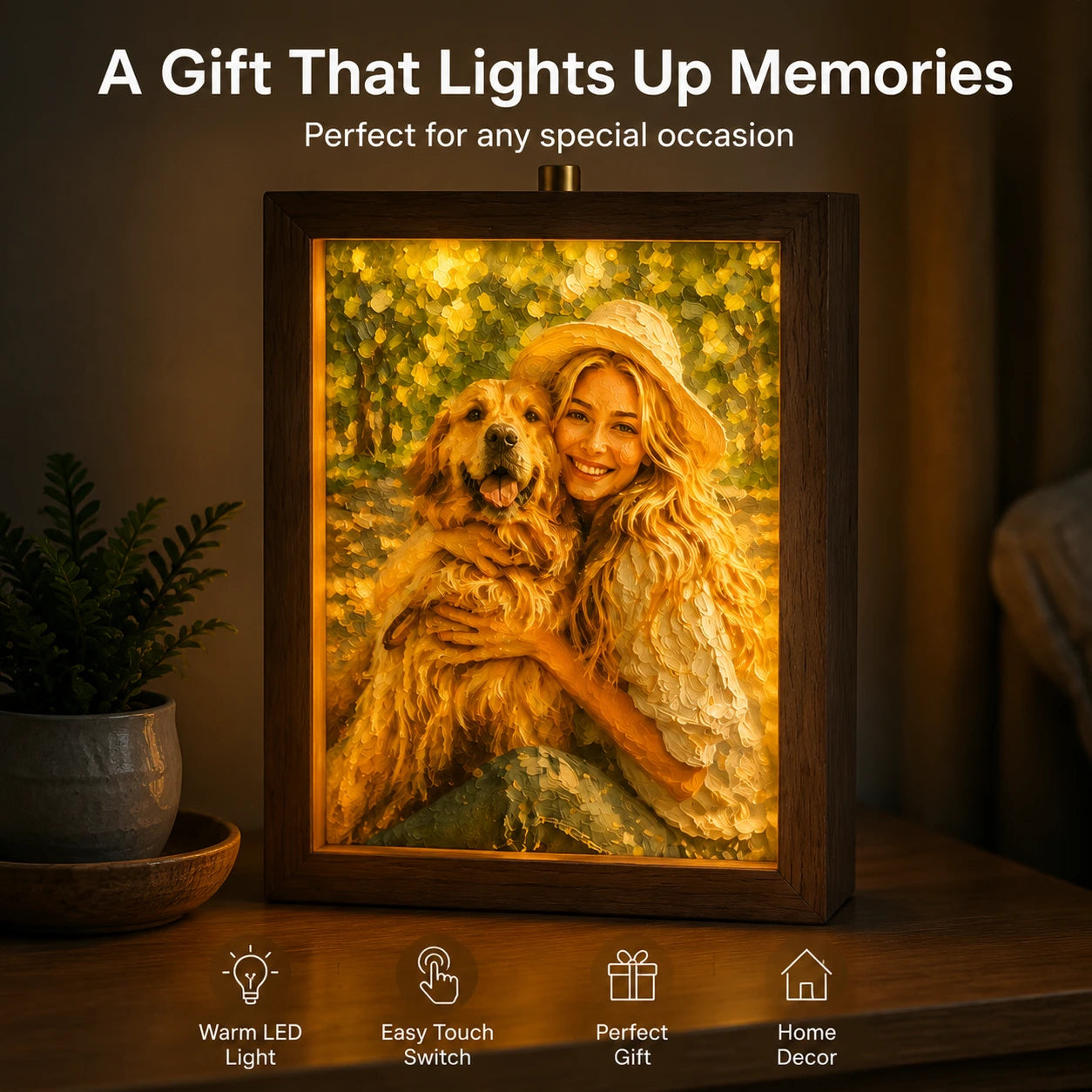 Custom 3D Embossed Relief Photo Frame - Oil Painting Lightbox Portrait