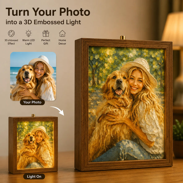 Custom 3D Embossed Relief Photo Frame - Oil Painting Lightbox Portrait