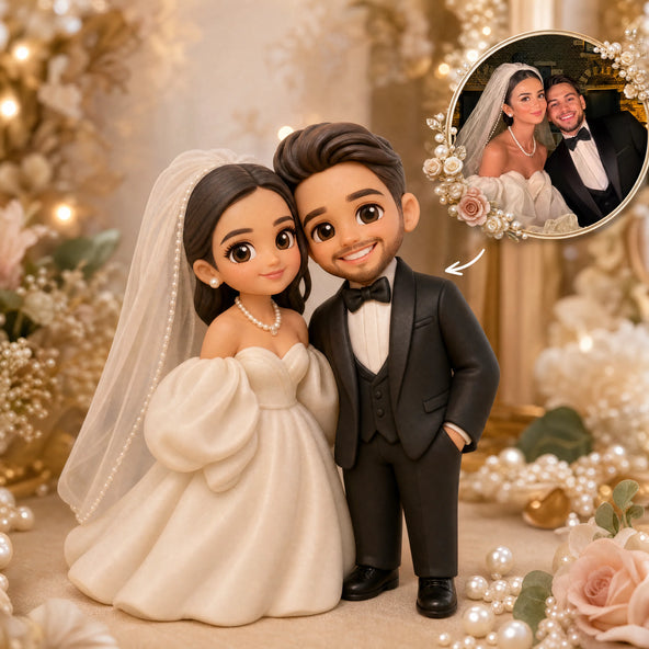 Custom Bridal Miniature Statue - Handcrafted Anniversary Portrait Decor