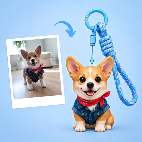 Custom Pet Keychain & Bag Charm - 3D Figure from Your Photo