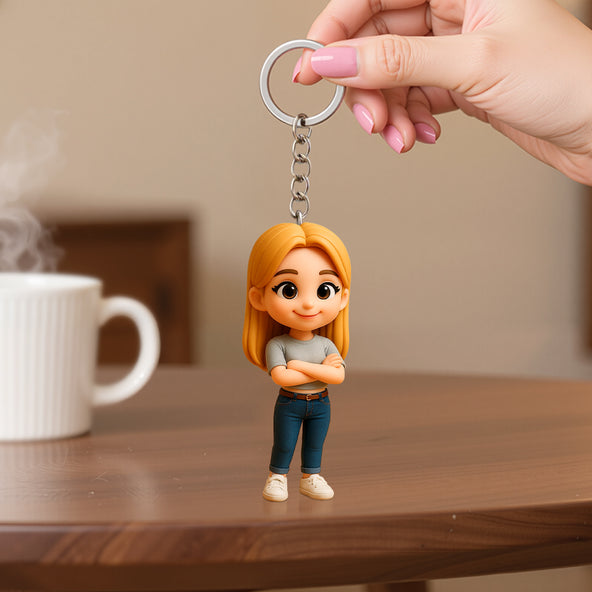Personalized One Person Mini 3D Figurine Keychain Unique Custom Design