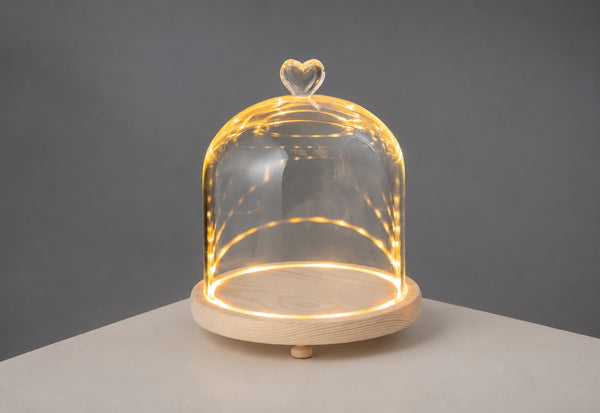 Warm LED Wooden Heart Dome Light for Figures