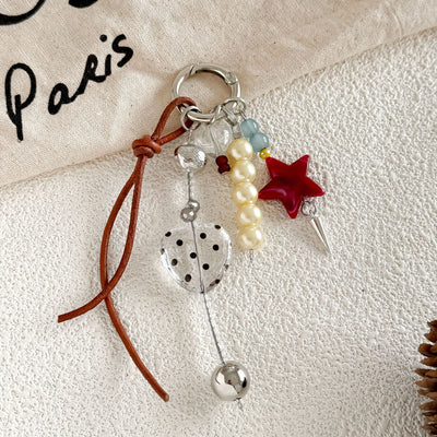 Retro Beaded Star Keychain / Bag Charm