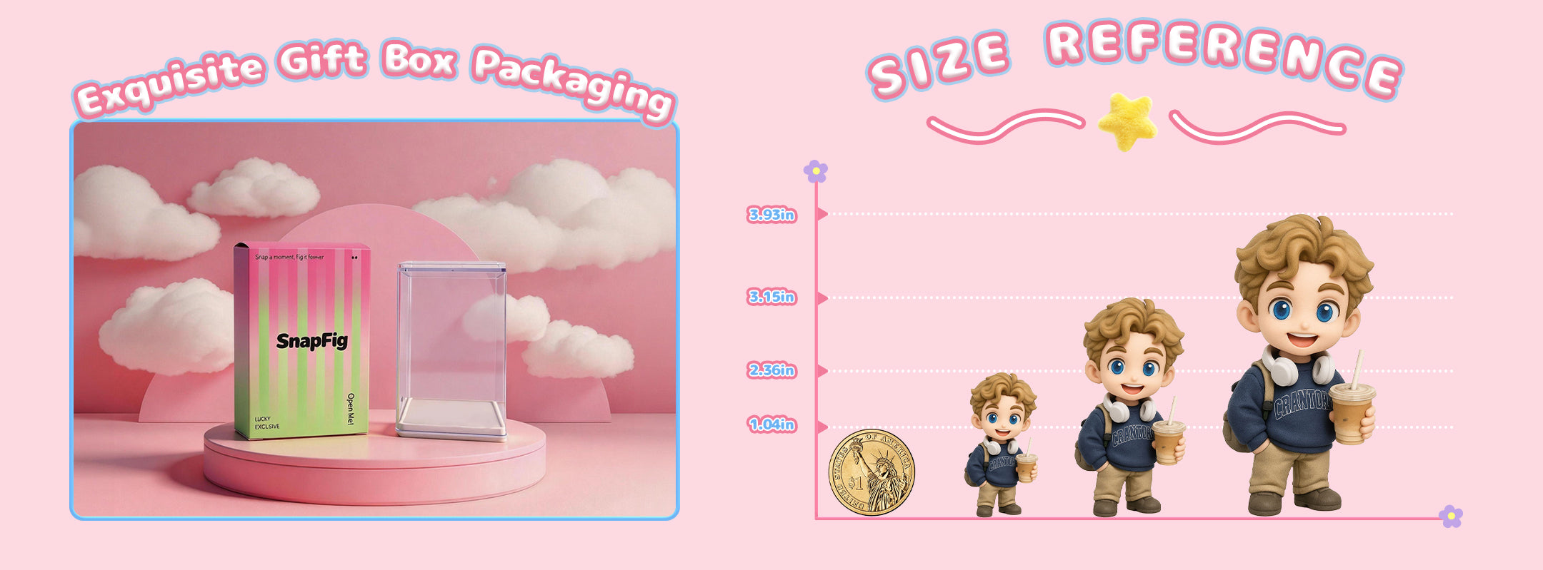 Complete SnapFig premium gifting package with custom 3D figure and box PC version