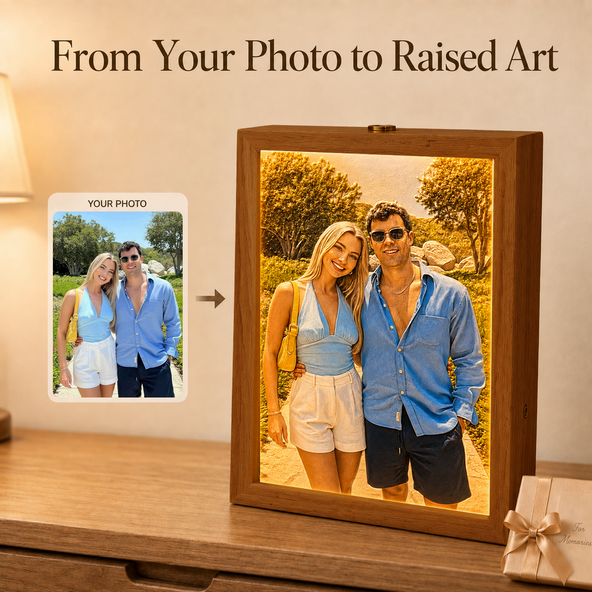 Custom 3D Embossed Relief Photo Frame - Oil Painting Lightbox Portrait