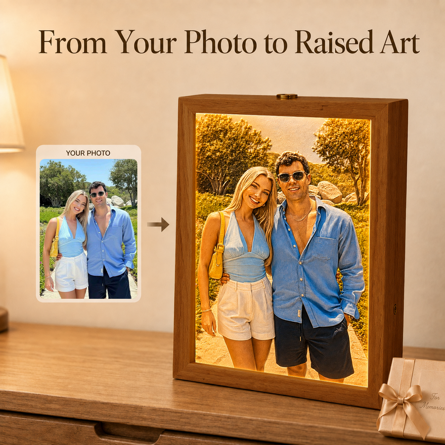 Custom 3D Embossed Relief Photo Frame - Oil Painting Lightbox Portrait