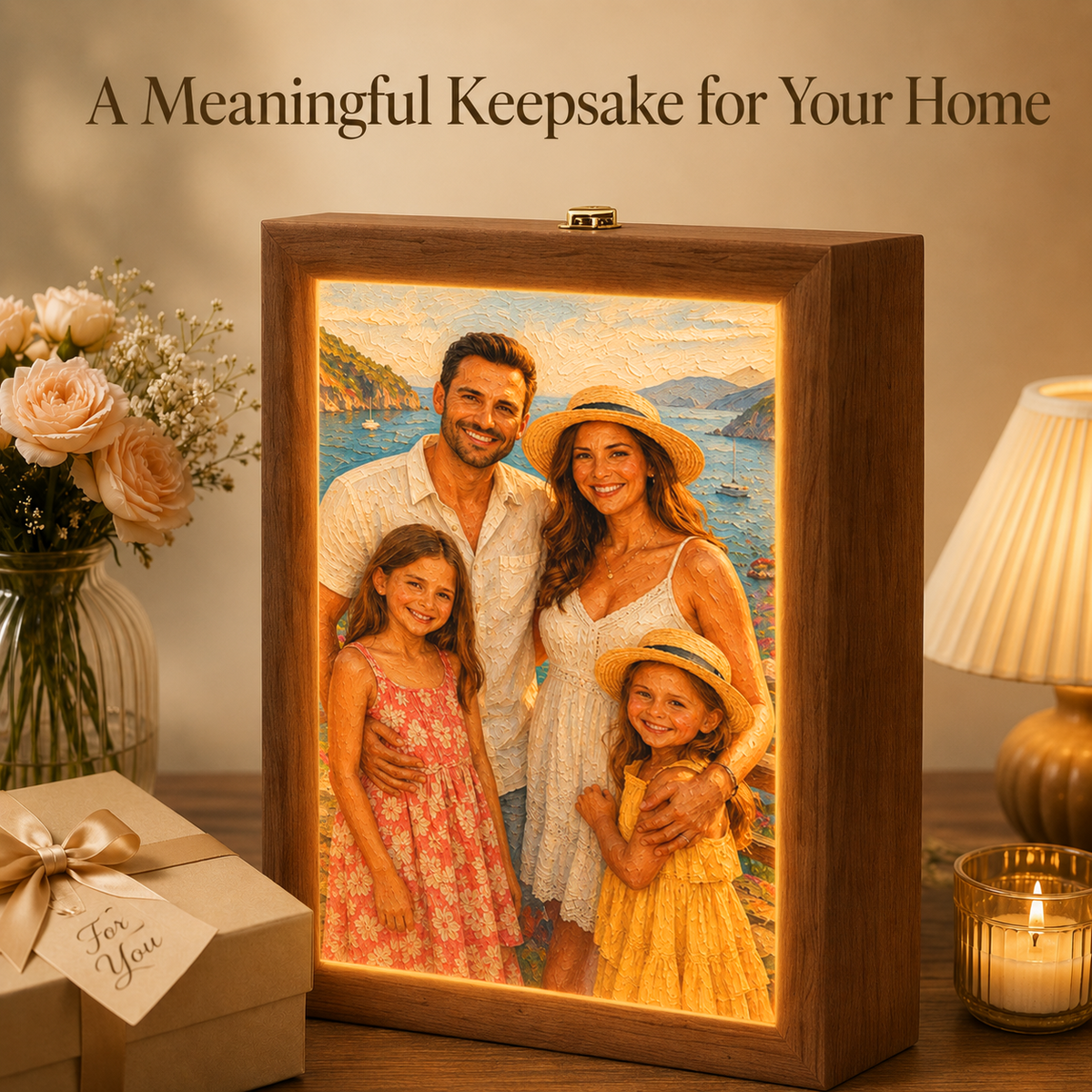 Custom 3D Embossed Relief Photo Frame - Oil Painting Lightbox Portrait