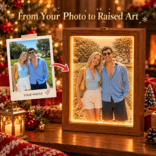 Custom 3D Embossed Relief Photo Frame - Oil Painting Lightbox Portrait