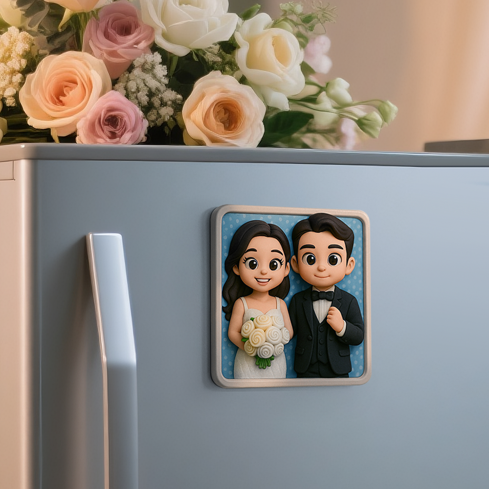 Romantic Custom 3D Fridge Magnet Couple Gift from Photo Personalized Magnetic Decoration for Anniversary