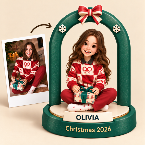Custom Figurine from Photo with Personalized Arch Display Base