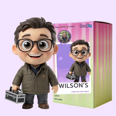 Custom handyman dad figurine holding a toolbox, handcrafted in premium durable resin as a personalized Father's Day gift