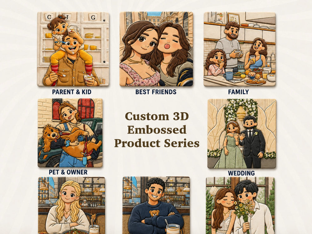 Custom 3D relief magnet styles for friends, family, couples, and pets