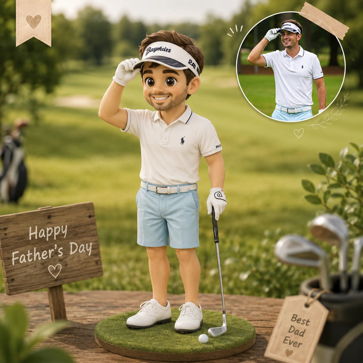 Personalisierte Golf Papa Figur - Geschenk der Tochter zum Vatertag