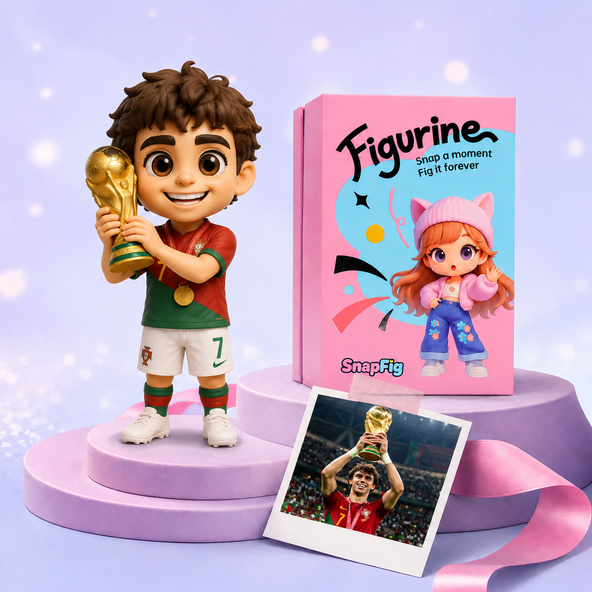 handcrafted custom football fan figurine in premium artisanal resin wearing a fully personalized national team kit with squad number and badge, displayed as a man cave centerpiece for the 2026 World Cup