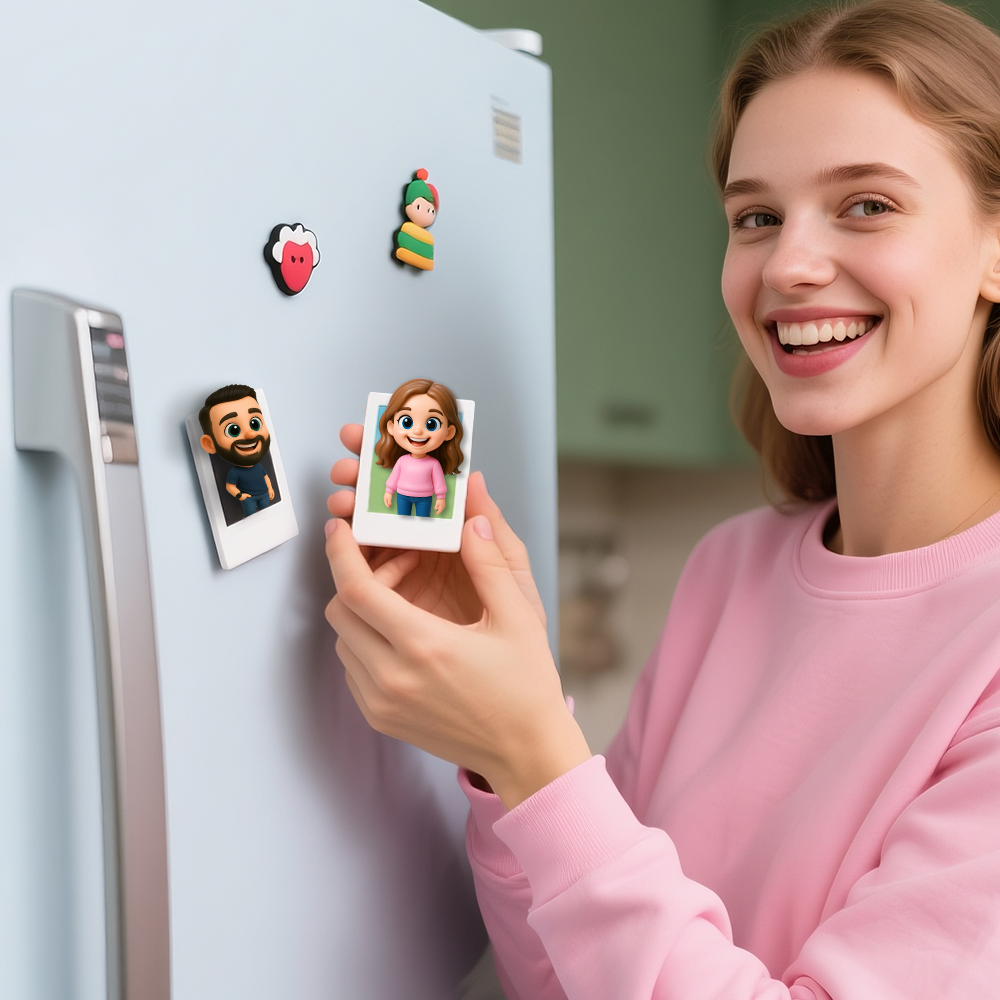 Custom 3D Fridge Magnet from Your Photo Personalized Cartoon Mini Figure Magnetic Gift for Him or Her