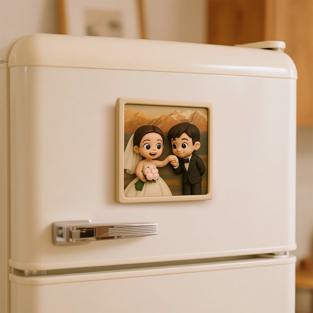 Romantic Custom 3D Fridge Magnet Couple Gift from Photo Personalized Magnetic Decoration for Anniversary