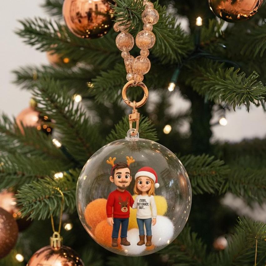 Custom 3D Mini Figure from Photo Christmas Ornament Personalized Transparent Hanging Ball Decoration for Christmas Tree