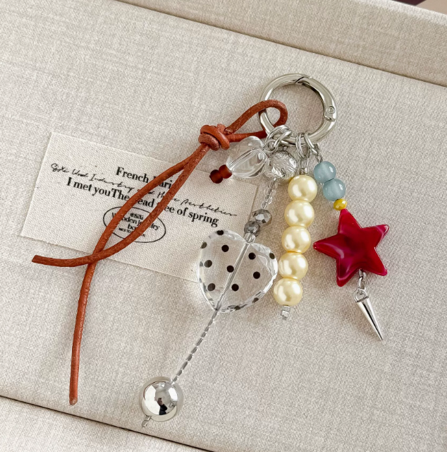 Retro Beaded Star Keychain / Bag Charm
