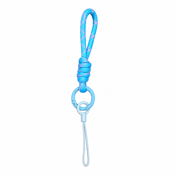 Blue Candy Braided Wrist Strap Keychain