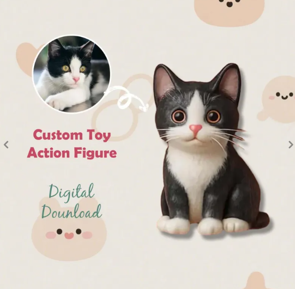 Custom 3D Cartoon Pet Sculpture Personalized Figurine Fun and Cute for Pet Memorial or Decor