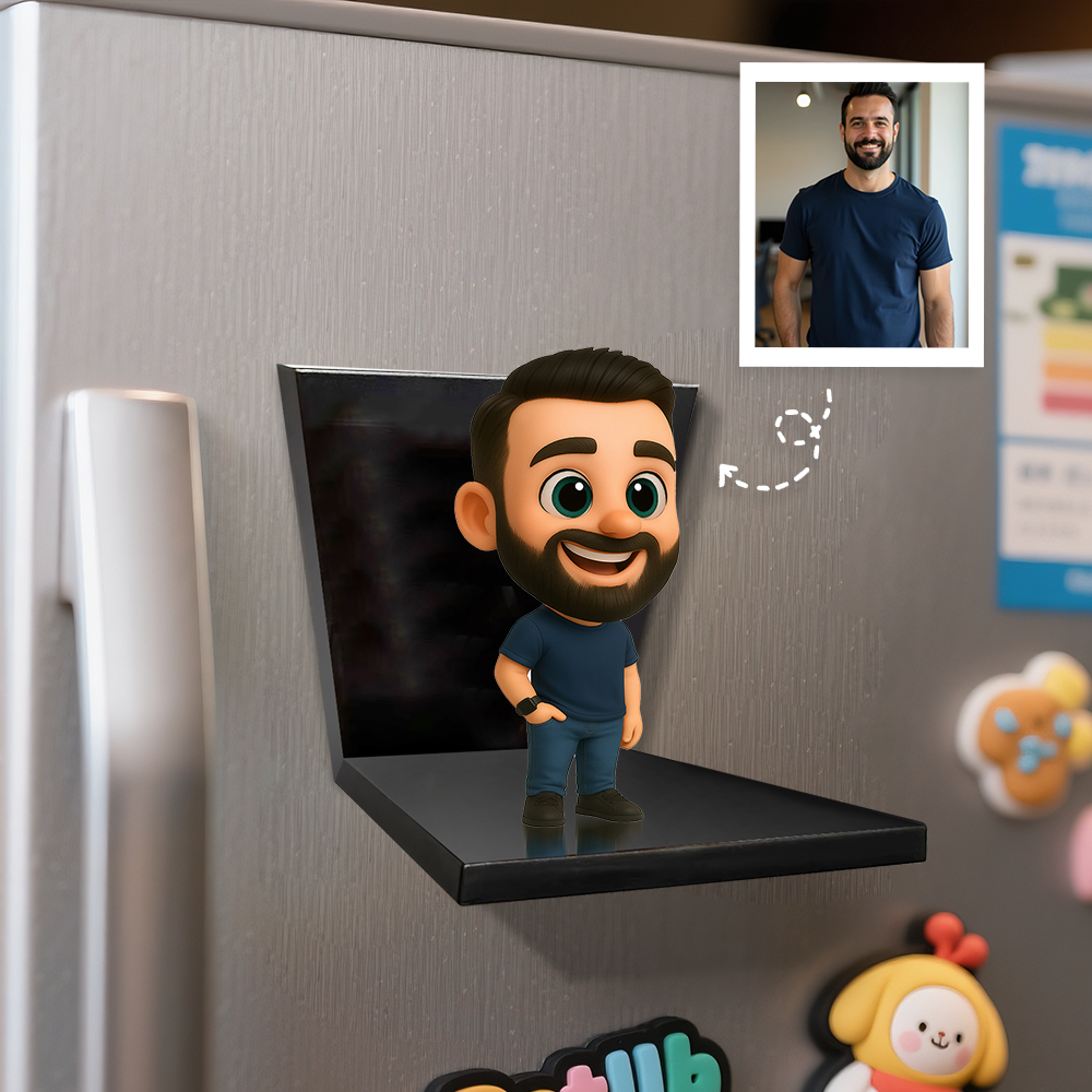 Custom 3D Cartoon Fridge Magnet from Photo Personalized Mini Figurine Gift Unique Magnetic Decoration for Him Birthday Gift Idea