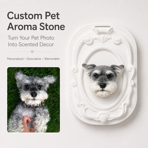 A pet memorial aroma stone made from a photo, honoring a beloved dog as a lasting keepsake.