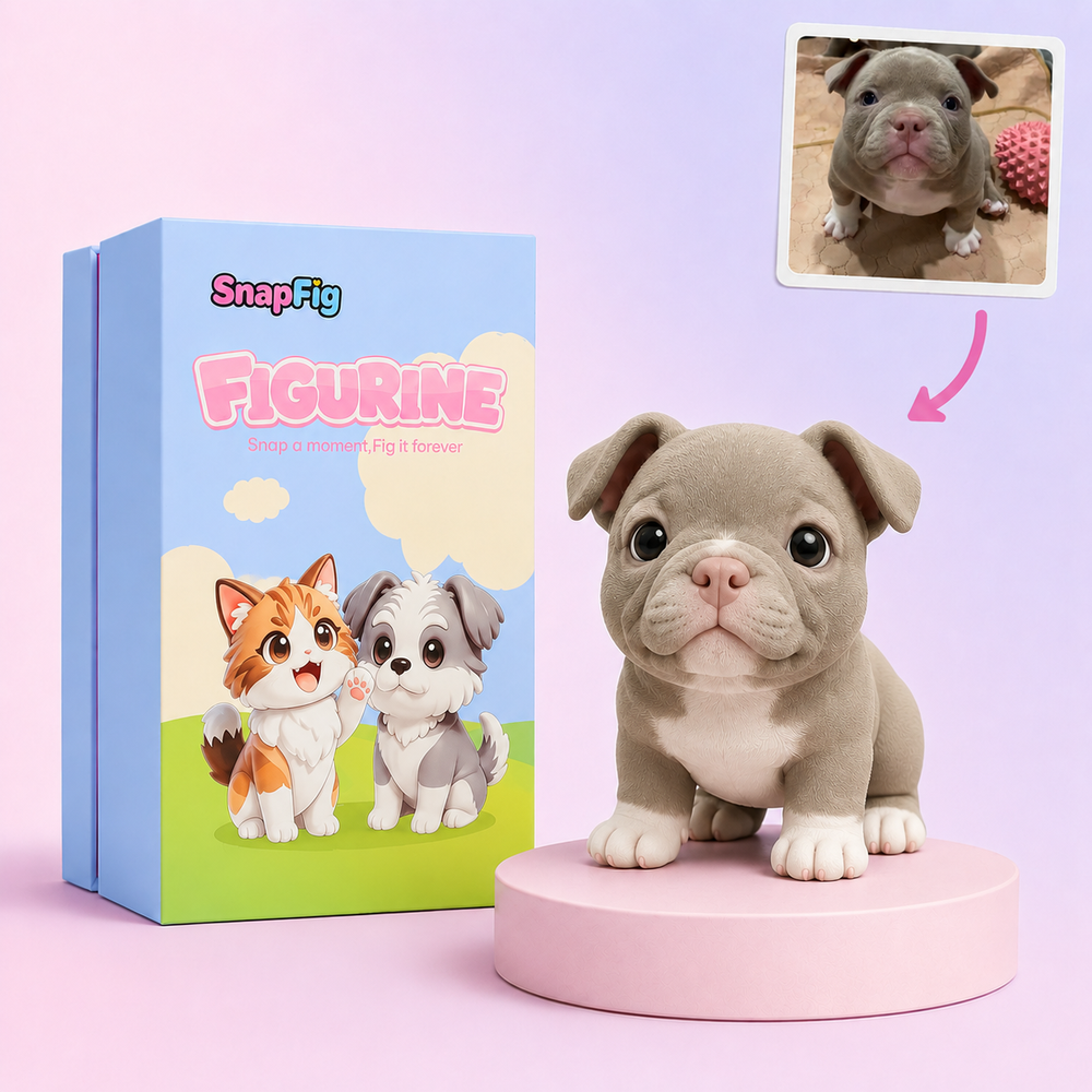 Custom French bulldog pet figurine handcrafted from a photo with secure gift packaging
