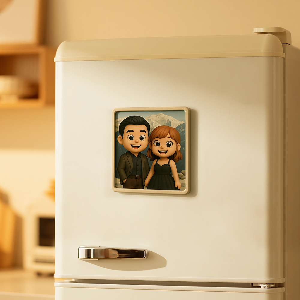 Romantic Custom 3D Fridge Magnet Couple Gift from Photo Personalized Magnetic Decoration for Anniversary