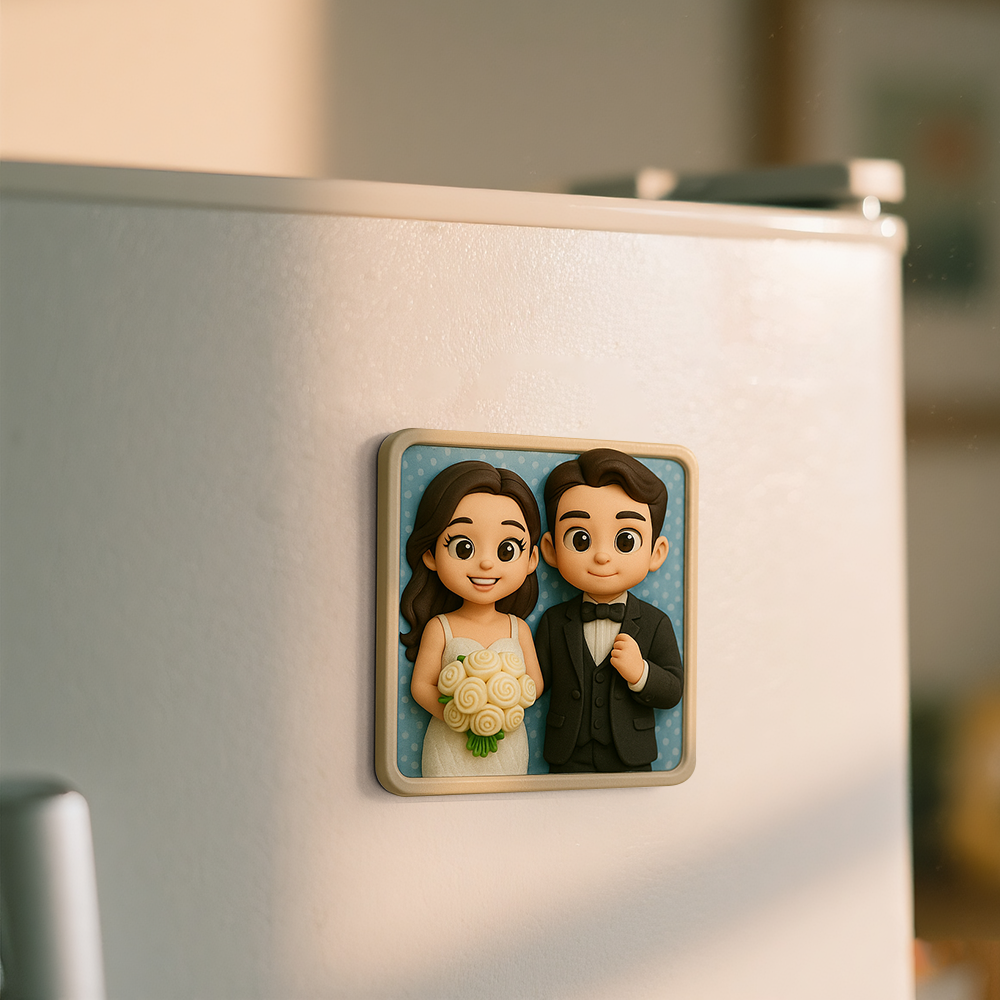 Romantic Custom 3D Fridge Magnet Couple Gift from Photo Personalized Magnetic Decoration for Anniversary
