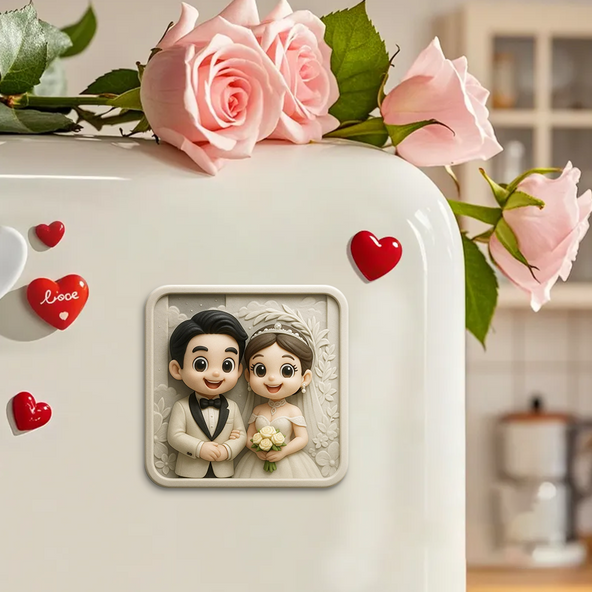Romantic Custom 3D Fridge Magnet Couple Gift from Photo Personalized Magnetic Decoration for Anniversary